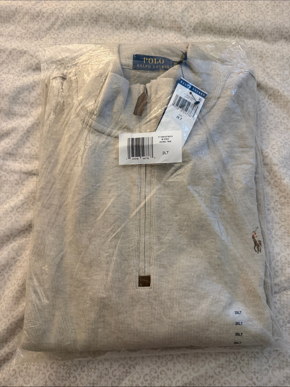 Polo by Ralph Lauren Men's Light Beige Zip-Neck Sweater